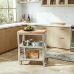 Rolling Kitchen Cart with Maple Cutting Board