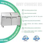 60" Stainless Steel Refrigerator Prep Table with Pans