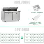 60" Stainless Steel Refrigerator Prep Table with Pans