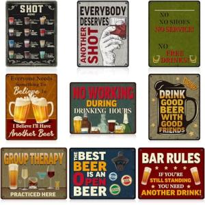 9-Piece Funny Bar Sign Set for Man Cave
