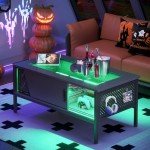 Bestier 42" LED Coffee Table with Storage Doors