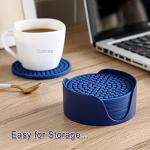 Silicone Drink Coasters Set with Holder – Teal