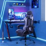 Ergonomic Gaming Chair with Footrest and Massage