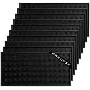 10 Pcs Black Bar Mats, 11.8" x 6" Non-Slip Glass Drying Mat, Cocktail Mat for Restaurants, Outdoor Camping, Home Bar Mats, Bartender Accessories