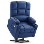 MCombo Large Dual Motor Power Lift Recliner Chair for Elderly, Massage and Heat, Lay Flat, Zero Gravity, Home Button, USB Port, Faux Leather 7680 (Navy Blue, Large)