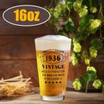 WelDesine 90th Birthday Gifts for Men, Vintage 1936 Beer Glass Set of 16oz in Barrel Box, 90 Year Old Gift Ideas for Him Husband Dad, Pint Glass for 90th Birthday Decorations & Wedding Anniversary