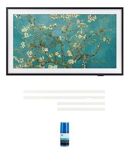 SAMSUNG QN32LS03CBFXZA 32 Inch The Frame QLED Smart TV with Art Mode with a VG-SCFC32WTB 32 Inch The Frame Customizable Bezel - Modern White and HDTV Screen Cleaner Kit (2023)