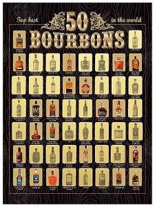 Bourbon Bucket List Scratch Off Poster - Top 50 Bourbons | Wall Decor for Man Caves, Bars & Offices | Birthday Gift for Whiskey Lovers