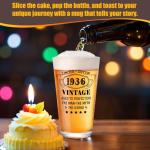 WelDesine 90th Birthday Gifts for Men, Vintage 1936 Beer Glass Set of 16oz in Barrel Box, 90 Year Old Gift Ideas for Him Husband Dad, Pint Glass for 90th Birthday Decorations & Wedding Anniversary