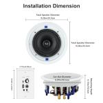 Herdio Home Audio Package in Wall Bluetooth Amplifier Volume Control Receiver Wall Plate with 6.5 Inch 640W Ceiling Speakers(2 Pairs)