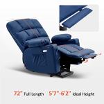 MCombo Large Dual Motor Power Lift Recliner Chair for Elderly, Massage and Heat, Lay Flat, Zero Gravity, Home Button, USB Port, Faux Leather 7680 (Navy Blue, Large)