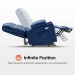 MCombo Large Dual Motor Power Lift Recliner Chair for Elderly, Massage and Heat, Lay Flat, Zero Gravity, Home Button, USB Port, Faux Leather 7680 (Navy Blue, Large)