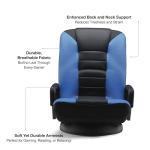 Maple99 Swivel Floor Gaming Chair - Video Lounger Enjoy 6 Different Positions, Adjustable Backrest, Removable Arm Rests, Folds to Store, Stylish Blue with Black Center Stripe