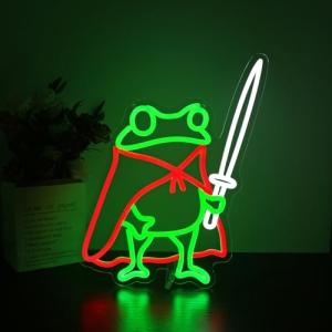 HSJNJKFU Frog Neon Sign Cute Neon Signs for Wall Decor Green Red Neon LED Sign for Man Cave Room Home Party Birthday Bar Signs - USB Powered