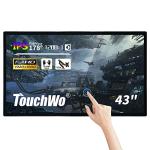 TouchWo 43 inch Capacitive Multi-Touch Screen Industrial Monitor, 16:9 Display 1920 x 1080P, Built-in Speakers, USB, VGA, DVI & HD-MI Ports, Digital Signage Displays and Player for Advertising