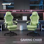Opiesit Gaming Chair,Fabric Computer Chair with Pocket Spring Cushion,400 lb Load Capacity,Ergonomic Office Chair with Footrest,Height Adjustable Video Gamer Chair with Lumbar Support (Green)