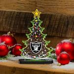 NFL Las Vegas Raiders LED Light Sign Football Christmas Tree Tabletop Decor, Free-Standing Desk Night Light Lamp for Home, Office, Man Cave, Holiday Gift for Fans, Men & Women – Made in USA