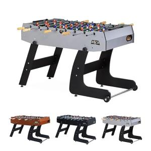 KICK Monarch 48" Folding Foosball Table (Gray) – Compact Indoor Foldable Fuseball Table for Adults & Kids – 2 Foosballs, Chrome Rods, Slide Scorers, Rolling Wheels