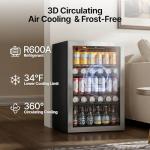 Ca'Lefort 155 Cans Beverage Cooler Mini Fridge, Beverage Refrigerator with Reversible Glass Door, Adjustable Shelves for Soda, Beer & Wine, Digital Temperature Control for Home, Office, Bar or Dorm