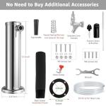 Single Beer Tap Tower, Draft Keg Tap Tower Brass Core Self-Closing Faucet Stainless Kegerator Tower Brewing Tower Kit with Kegerator Lines Parts