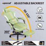 Opiesit Gaming Chair,Fabric Computer Chair with Pocket Spring Cushion,400 lb Load Capacity,Ergonomic Office Chair with Footrest,Height Adjustable Video Gamer Chair with Lumbar Support (Green)