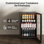 Ca'Lefort 155 Cans Beverage Cooler Mini Fridge, Beverage Refrigerator with Reversible Glass Door, Adjustable Shelves for Soda, Beer & Wine, Digital Temperature Control for Home, Office, Bar or Dorm