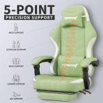 Opiesit Gaming Chair,Fabric Computer Chair with Pocket Spring Cushion,400 lb Load Capacity,Ergonomic Office Chair with Footrest,Height Adjustable Video Gamer Chair with Lumbar Support (Green)