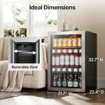 Ca'Lefort 155 Cans Beverage Cooler Mini Fridge, Beverage Refrigerator with Reversible Glass Door, Adjustable Shelves for Soda, Beer & Wine, Digital Temperature Control for Home, Office, Bar or Dorm