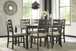 Signature Design by Ashley Rokane 7-Piece Dining Room Table Set with 6 Upholstered Chairs - Brown Wood 20" Rectangular Table & Chair Set for Kitchen Dining Room