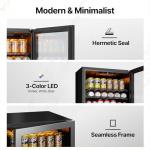 Ca'Lefort 155 Cans Beverage Cooler Mini Fridge, Beverage Refrigerator with Reversible Glass Door, Adjustable Shelves for Soda, Beer & Wine, Digital Temperature Control for Home, Office, Bar or Dorm