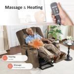 MCombo Oversized Power Lift Recliner Chair Sofa with Massage and Heat for Elderly People Petite, USB Ports, Side Pockets, Fabric R7561 (Brown, Small-Oversize)