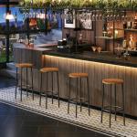 HOOBRO Bar Stools, Set of 4 Bar Chairs, Kitchen Round Height Stools with Footrest, Breakfast Bar Stools, Sturdy Steel Frame, for Dining Room, Kitchen, Party, Easy Assembly, Rustic Brown BF03BYP401N1