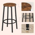 HOOBRO Bar Stools, Set of 4 Bar Chairs, Kitchen Round Height Stools with Footrest, Breakfast Bar Stools, Sturdy Steel Frame, for Dining Room, Kitchen, Party, Easy Assembly, Rustic Brown BF03BYP401N1