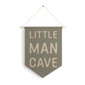Qpenm Little Man Cave Hanging Wall Canvas Banner, Kids Playroom Hanging Pennant Flag Prints, Nursery Boy Wall Decor, Baby Boy Wall Art poster&prints