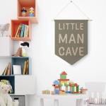 Qpenm Little Man Cave Hanging Wall Canvas Banner, Kids Playroom Hanging Pennant Flag Prints, Nursery Boy Wall Decor, Baby Boy Wall Art poster&prints
