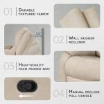 Lexicon Manual Recliner Sofa Chair, Home Theater Seating, Wall Hugger Manual Reclining Nursery Chair for Bedroom/Living Room/Office/Apartment, Oatmeal Textured Fabric