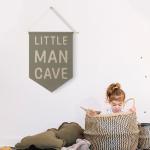 Qpenm Little Man Cave Hanging Wall Canvas Banner, Kids Playroom Hanging Pennant Flag Prints, Nursery Boy Wall Decor, Baby Boy Wall Art poster&prints