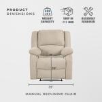 Lexicon Manual Recliner Sofa Chair, Home Theater Seating, Wall Hugger Manual Reclining Nursery Chair for Bedroom/Living Room/Office/Apartment, Oatmeal Textured Fabric