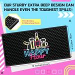 Preboun Bar Mat for Countertop with Fluorescent Pattern Thick Rubber Non Slip Black Bar Spill Mats for Coffee Kitchen Restaurants Entertaining Home Service(1 Pcs,5.91 x 11.81 Inch)