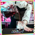 Preboun Bar Mat for Countertop with Fluorescent Pattern Thick Rubber Non Slip Black Bar Spill Mats for Coffee Kitchen Restaurants Entertaining Home Service(1 Pcs,5.91 x 11.81 Inch)