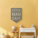 Qpenm Little Man Cave Hanging Wall Canvas Banner, Kids Playroom Hanging Pennant Flag Prints, Nursery Boy Wall Decor, Baby Boy Wall Art poster&prints