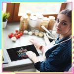 Preboun Bar Mat for Countertop with Fluorescent Pattern Thick Rubber Non Slip Black Bar Spill Mats for Coffee Kitchen Restaurants Entertaining Home Service(1 Pcs,5.91 x 11.81 Inch)