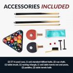 Hathaway Maverick 7 Foot Pool Table with Table Tennis Top – with Accessories for Both Games – Space-Saving Ping Pong and Pool Table Combo for Families – Matte Black Finish, Red Felt