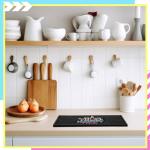 Preboun Bar Mat for Countertop with Fluorescent Pattern Thick Rubber Non Slip Black Bar Spill Mats for Coffee Kitchen Restaurants Entertaining Home Service(1 Pcs,5.91 x 11.81 Inch)