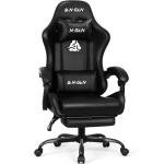 NEO Chair Video Gaming Chair with Footrest High Back Ergonomic Comfortable Office Computer Desk with Lumbar Support Height Adjustable with PU Leather Recliner for Adults Women Men (All Black)