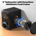 Bobtot Surround Sound Systems Wireless Rear Satellite Speakers - 1000W Peak Deep Bass 8 inch Subwoofer 5.1/2.1 Channel Home Theater System with ARC Optical Bluetooth Karaoke Input