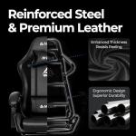 NEO Chair Video Gaming Chair with Footrest High Back Ergonomic Comfortable Office Computer Desk with Lumbar Support Height Adjustable with PU Leather Recliner for Adults Women Men (All Black)