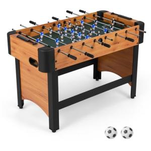 Goplus Foosball Table, 47" Competition Full Size Soccer Game Table with 22 Players, 2 Balls, Home Arcade Football Table Set for Adults, Family Nights, Game Rooms, Parties (Natural)