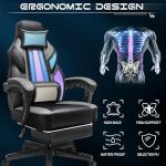 Meilocar Gaming Chair for Adult, Computer Chair with Footrest Video Game Chair Big and Tall Gaming Chair with Massage Lumbar Support, Adjustable Height and 360° Swivel Seat(Grey)