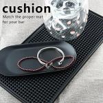 Bonsicoky Silicone Bar Mat Set of 2, 6" x 12" Bar Service Spill Mat, Non-Slip Waterproof Cocktail Bartender Cup Drying Mats for Bar Countertop - Black